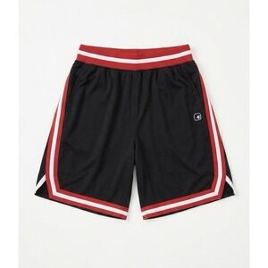 AND1 Men's Athletic Basketball Shorts Black Red White Medium Polyester Mesh